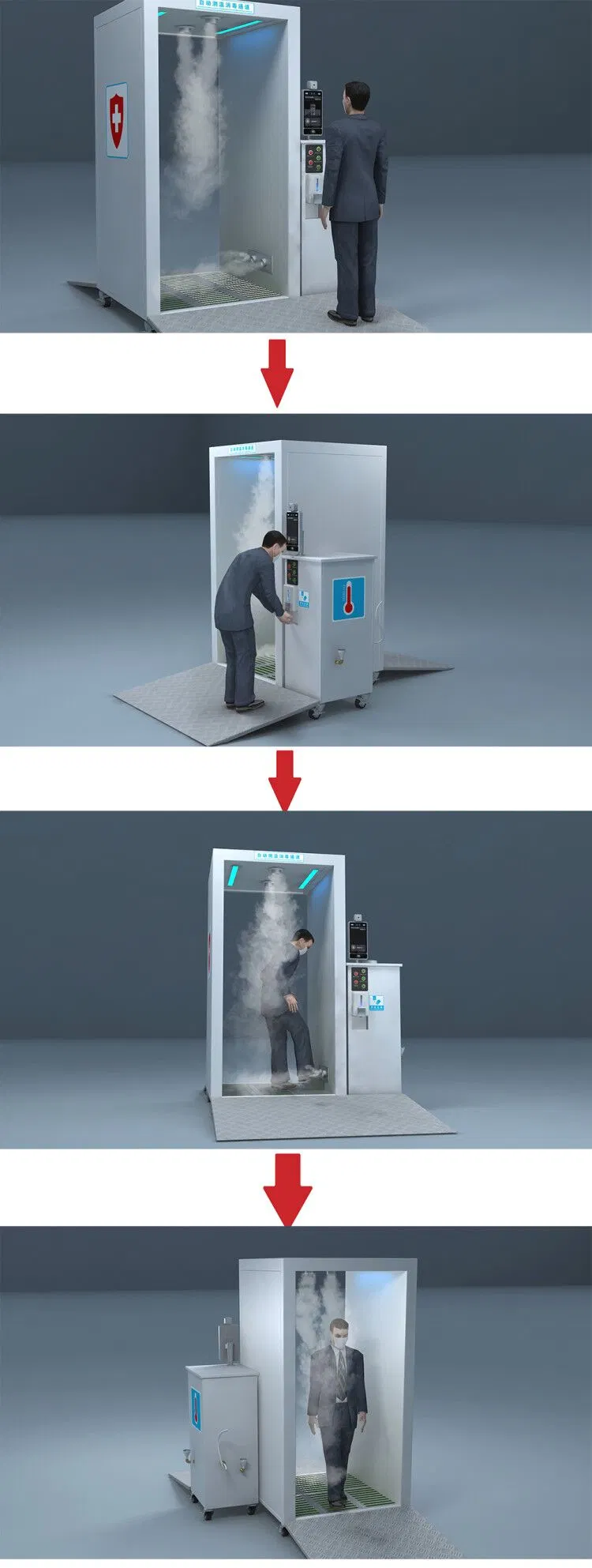 Ce Whole Body Mobile Sanitizer Air Fogger Disinfection Booth Channel Room Tent / Disinfection Gate Chamber