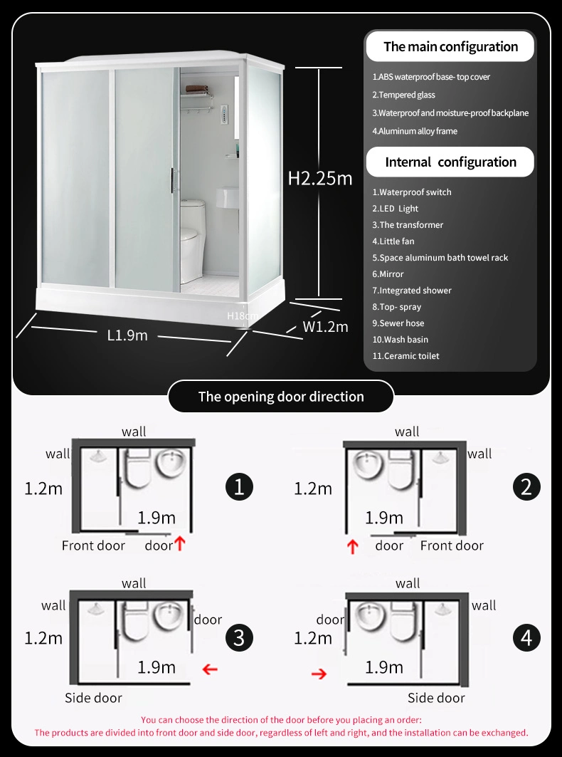 Chinese Hotel Building Design Portable Indoor Luxury Shower Unit Modular Prefabricated Bathroom Pod with Toilet