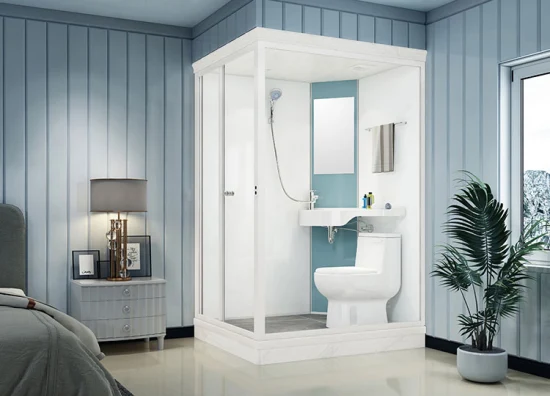 Conception intégrée préfabriquée personnalisée économique portable facile à installer panneau de verre d'hôtel préfabriqué modulaire douche complète salle de bain Pod avec toilettes