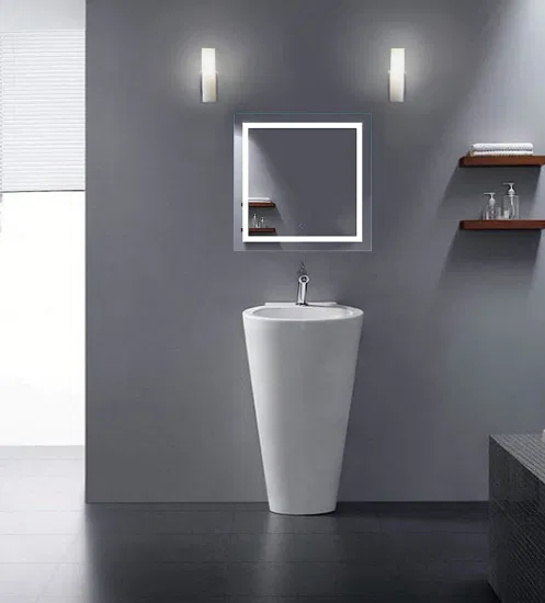 Miroir LED de salle de bains intelligent de grande taille en verre Jinghu avec haut-parleur Bluetooth, temps et température indiquent un design moderne et contemporain, vente chaude en Australie